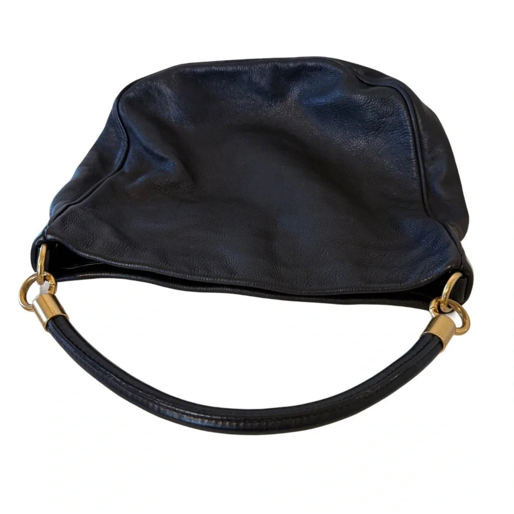 Marc by Marc Jacobs Black Pebbled Leather Hobo Bag Gold Hardware Shoulder Purse